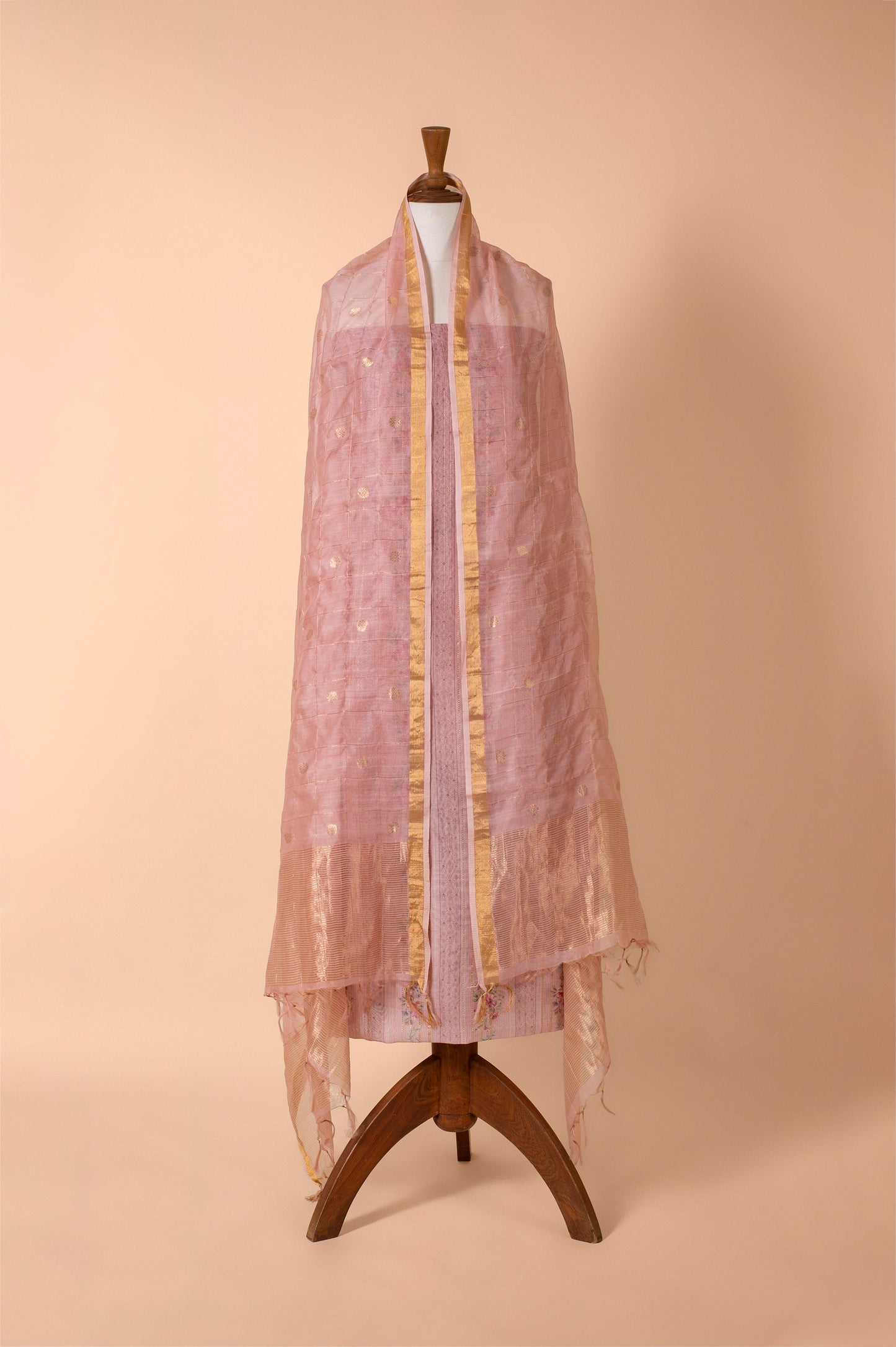 Handwoven Pink Chanderi Suit Piece