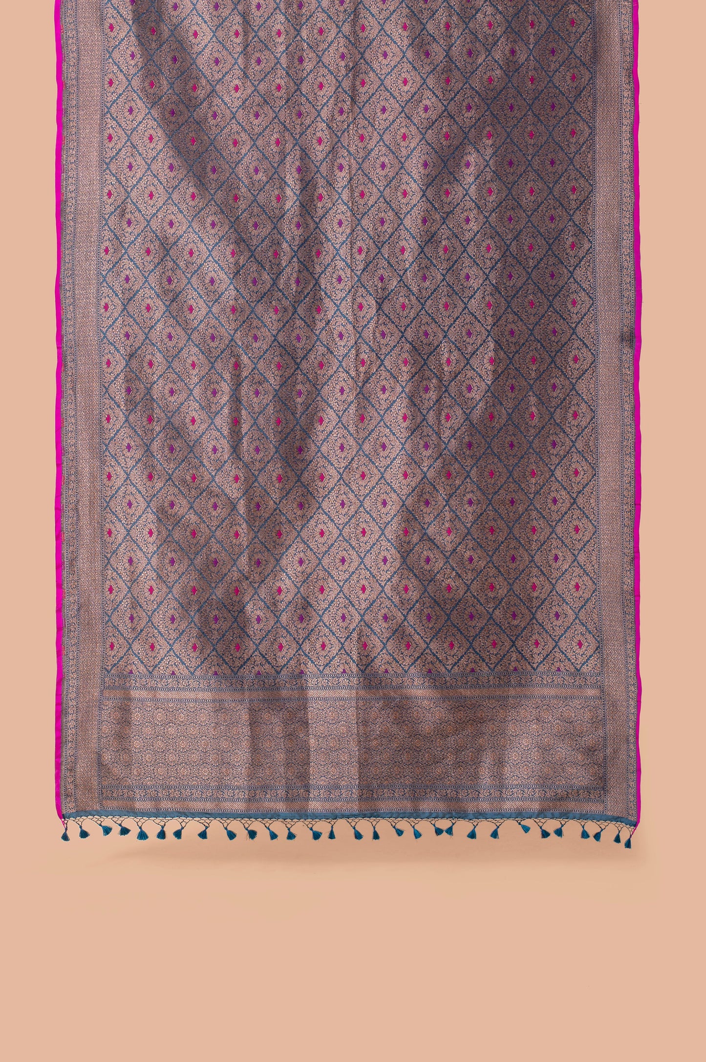 Handwoven Deep Blue Silk Dupatta