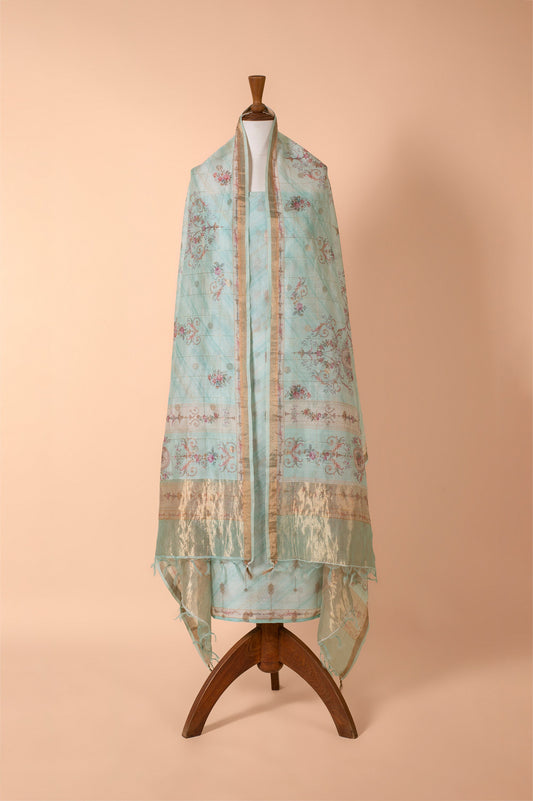 Handwoven Blue Chanderi Suit Piece