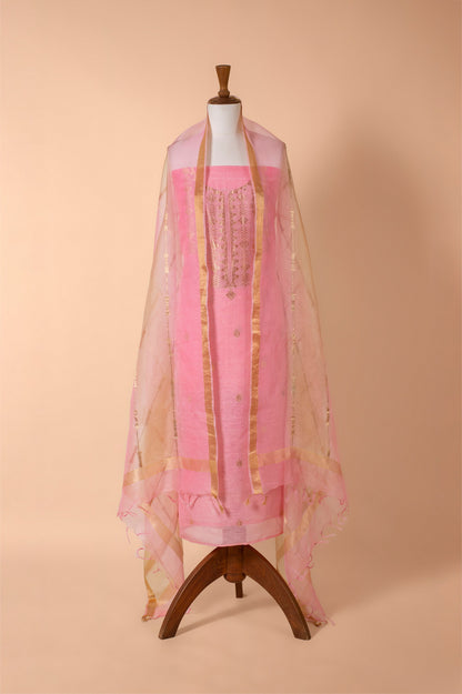 Handwoven Pink Linen Suit Piece