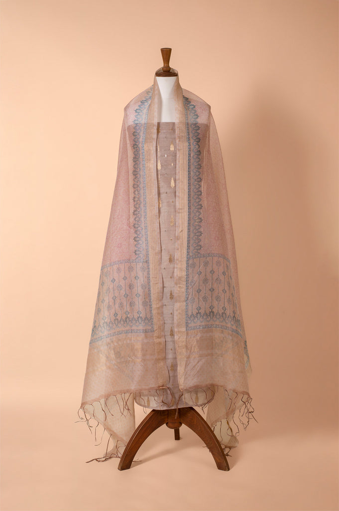 Handwoven Beige Chanderi Suit Piece