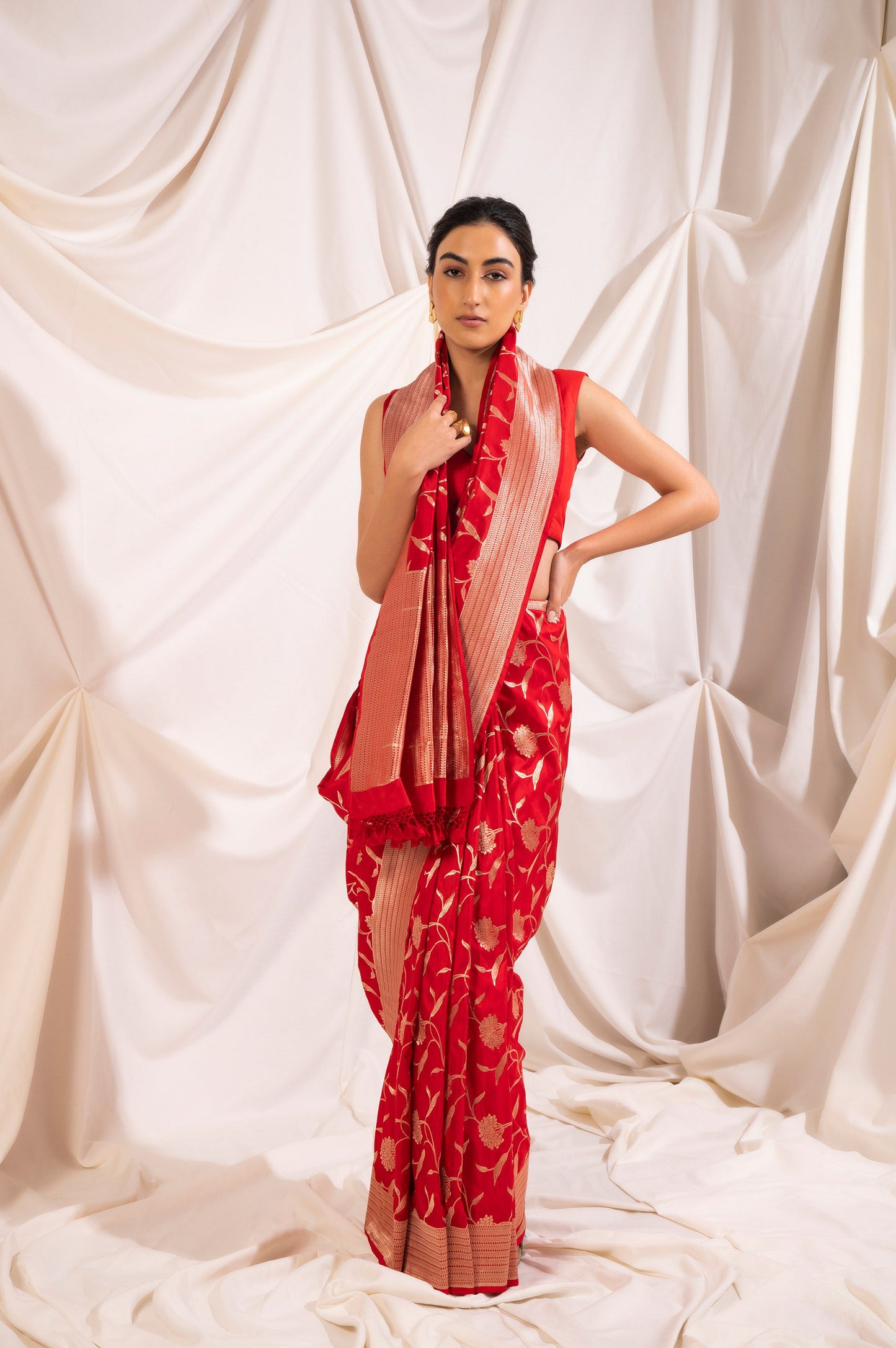 Handwoven Red Silk Sari