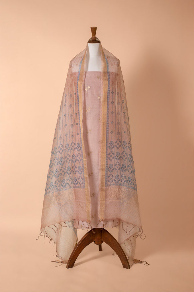 Handwoven Beige Chanderi Suit Piece