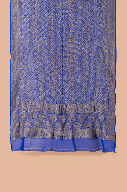 Handwoven Royal Blue Bandhani Dupatta