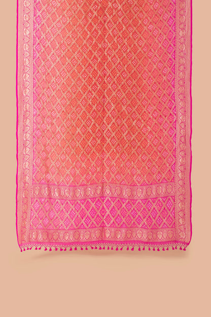 Handwoven Red Bandhani Dupatta