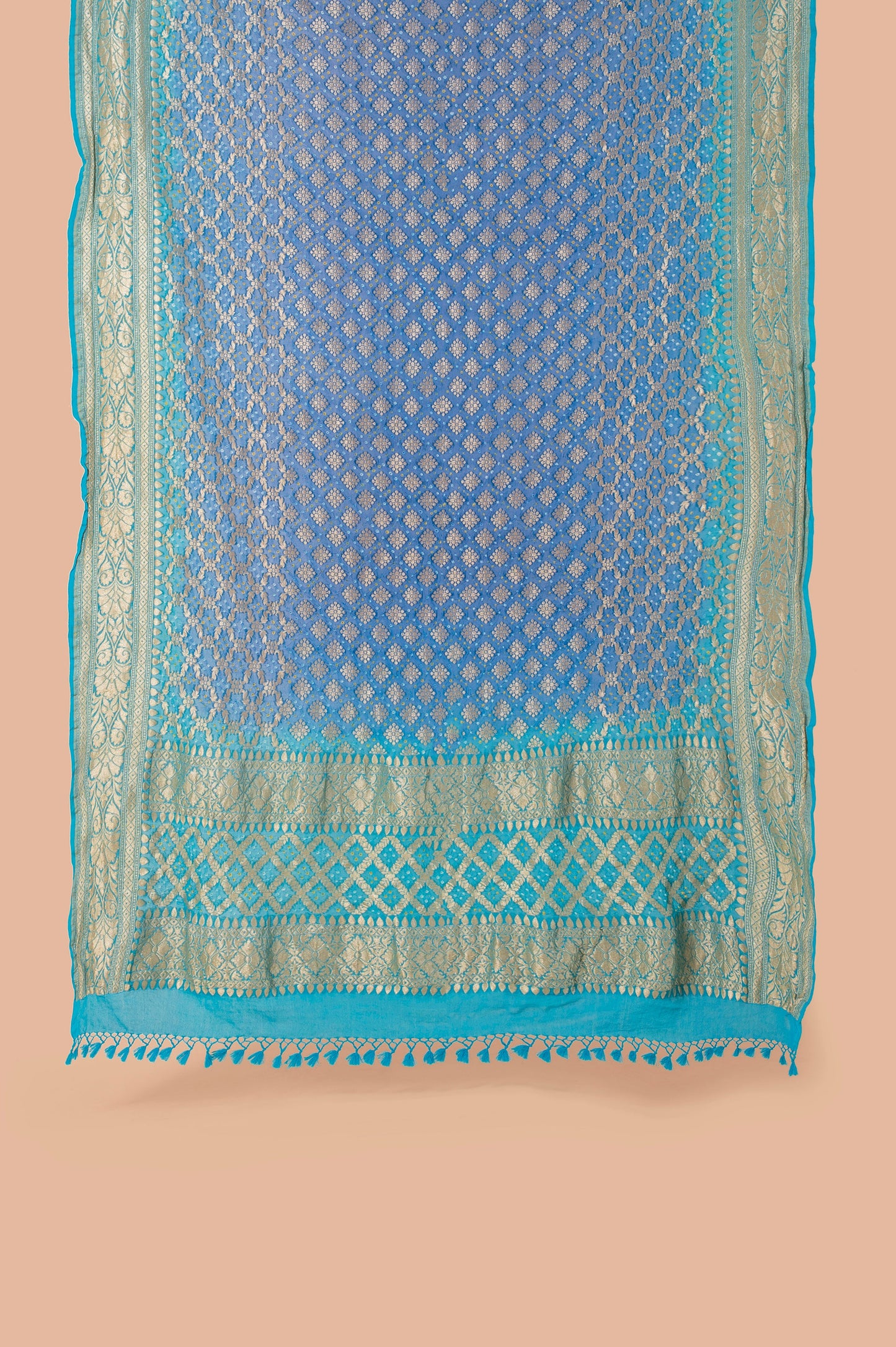 Handwoven Blue Bandhani Dupatta