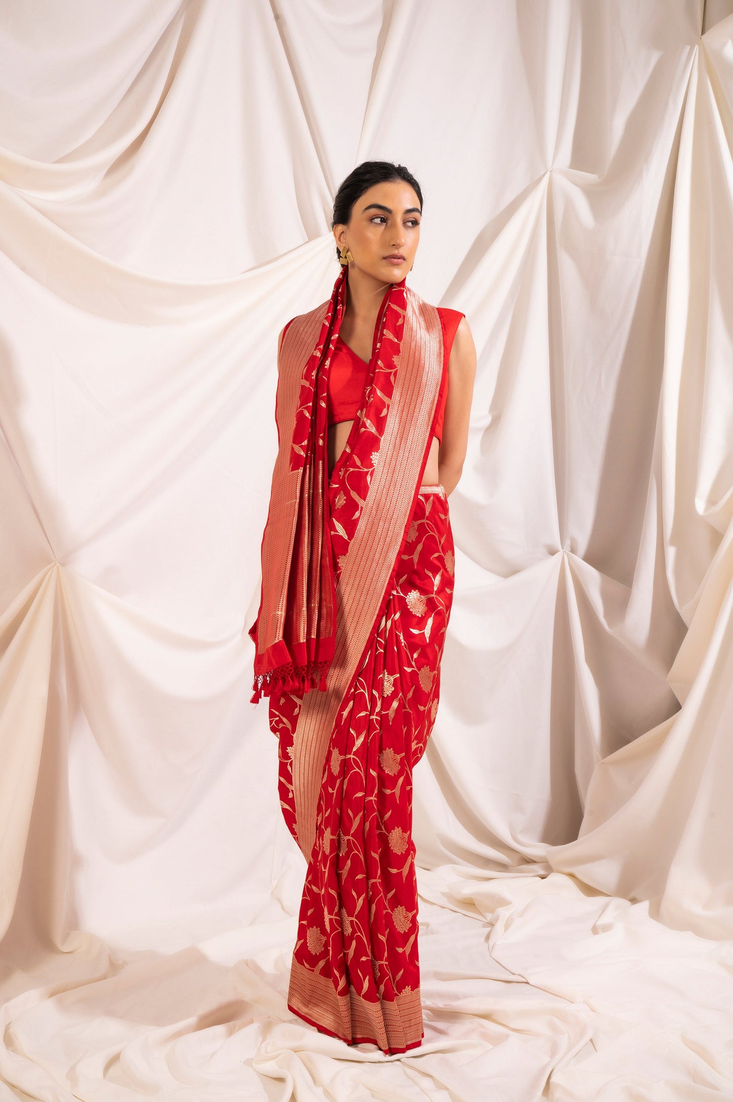 Handwoven Red Silk Sari