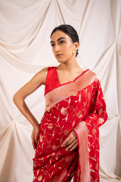 Handwoven Red Silk Sari