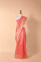 Handwoven Peach Silk Sari
