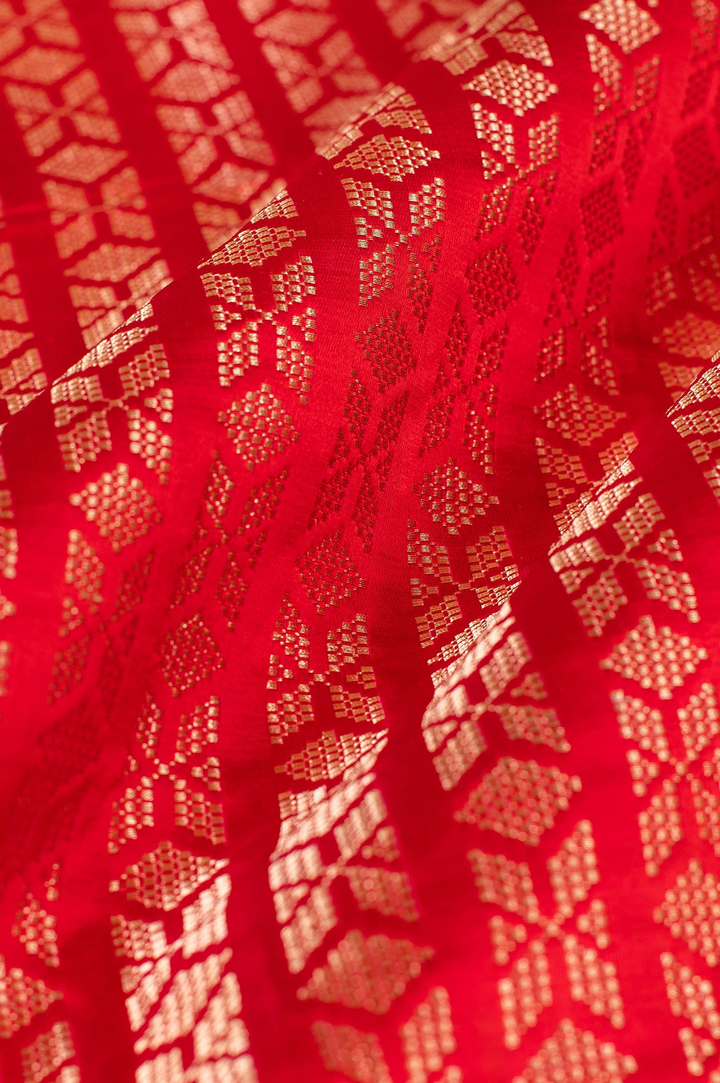 Handwoven Red Silk Blouse Fabric