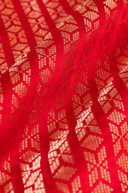 Handwoven Red Silk Blouse Fabric