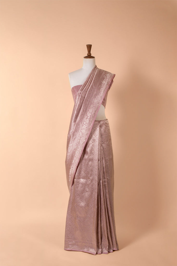 Handwoven Mauve Silk Sari