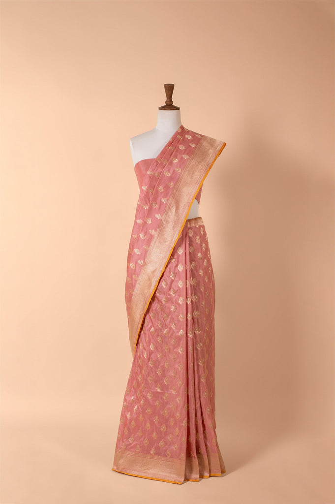 Handwoven Pink Silk Sari