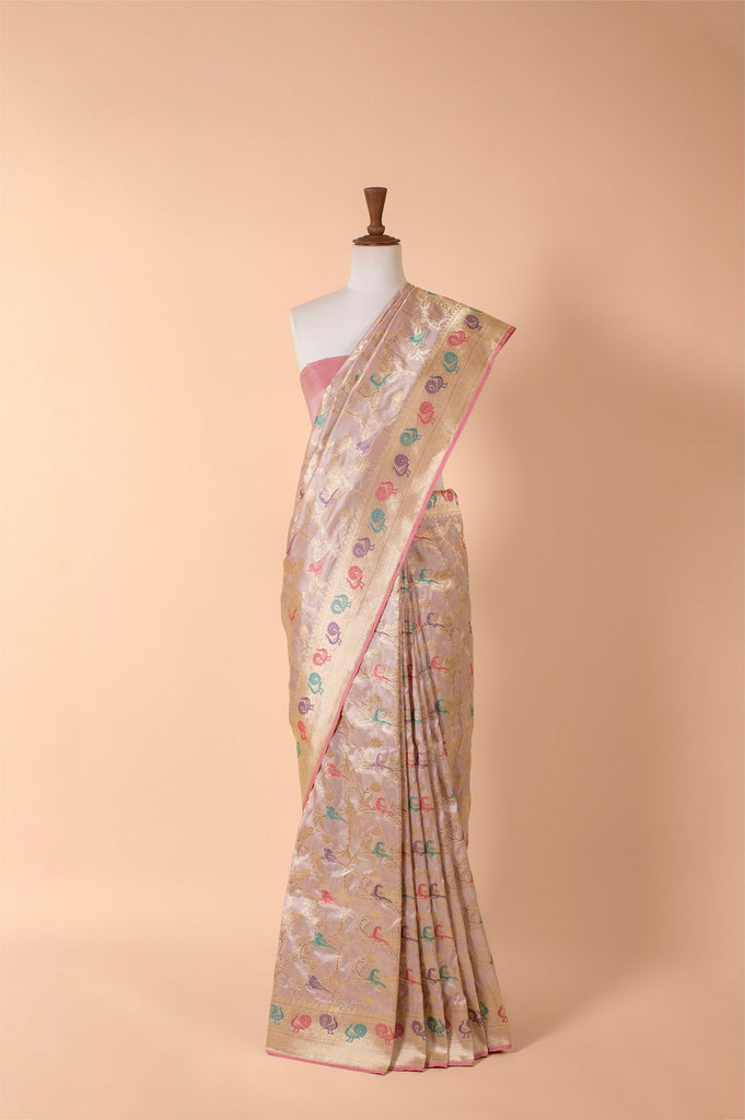 Handwoven Pink Silk Sari