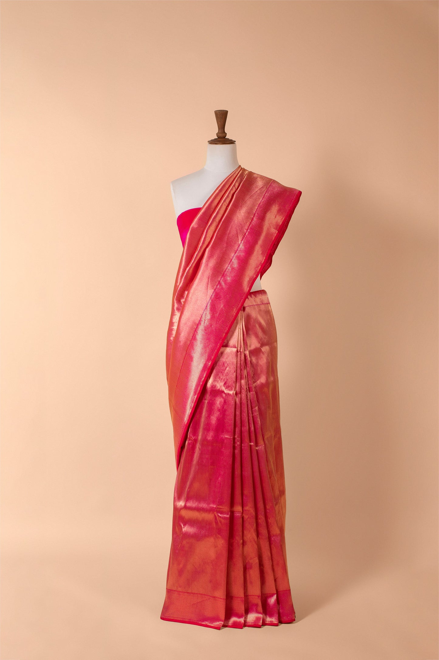 Handwoven Pink Tissue Sari