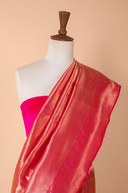 Handwoven Pink Tissue Sari