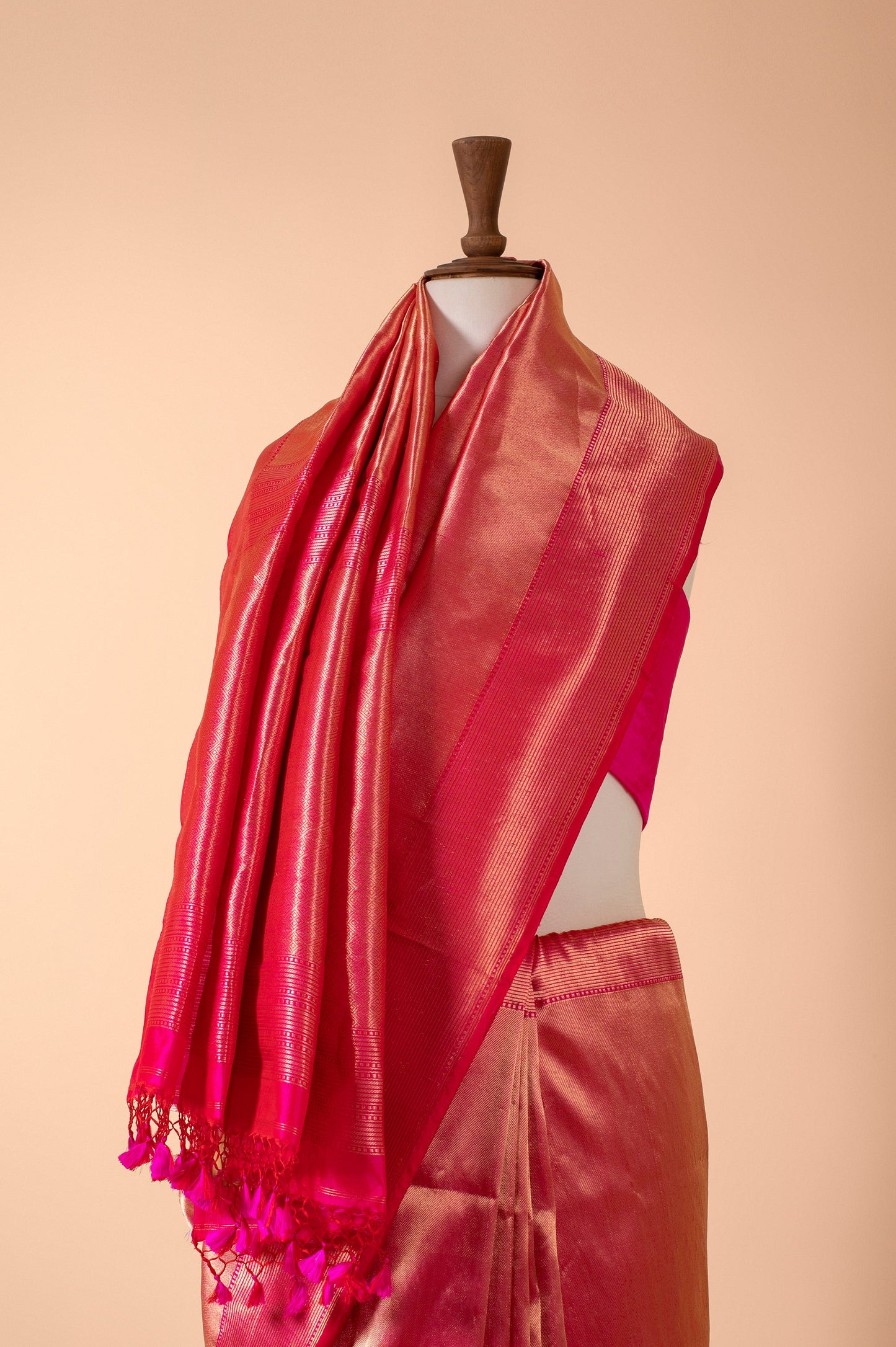 Handwoven Pink Tissue Sari