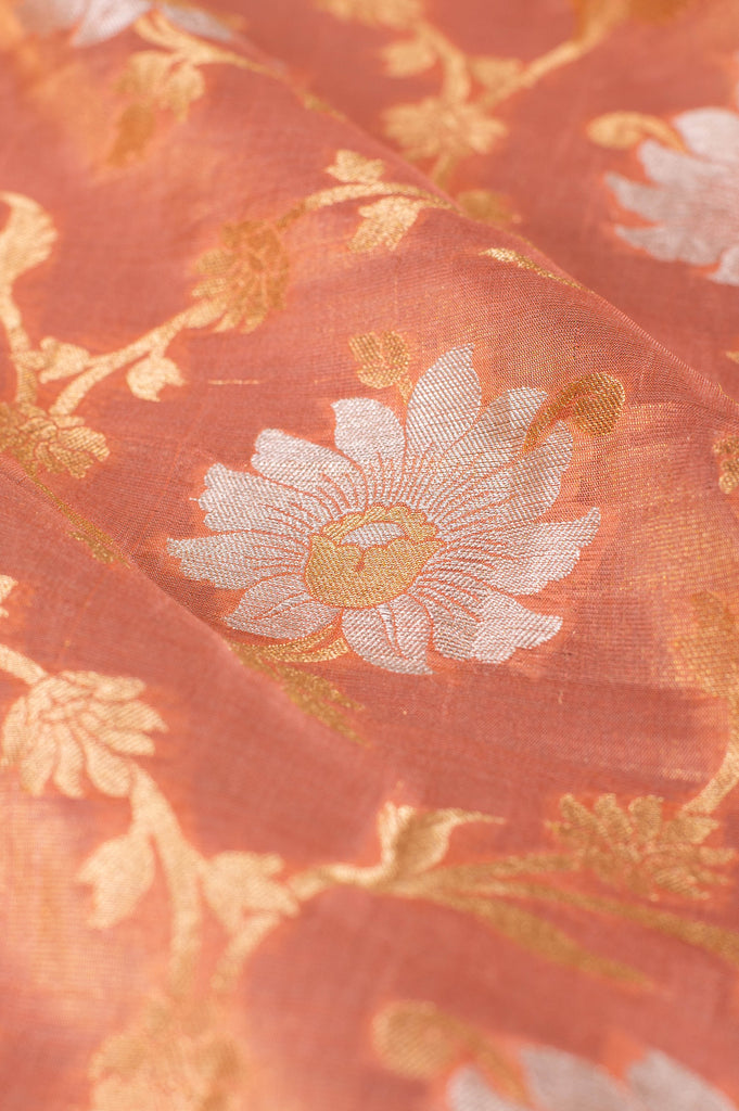 Handwoven Peach Tissue Blouse Fabric