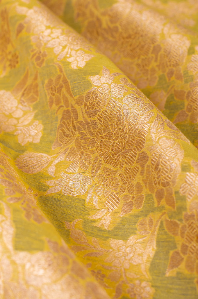 Handwoven Yellow Silk Blouse Fabric