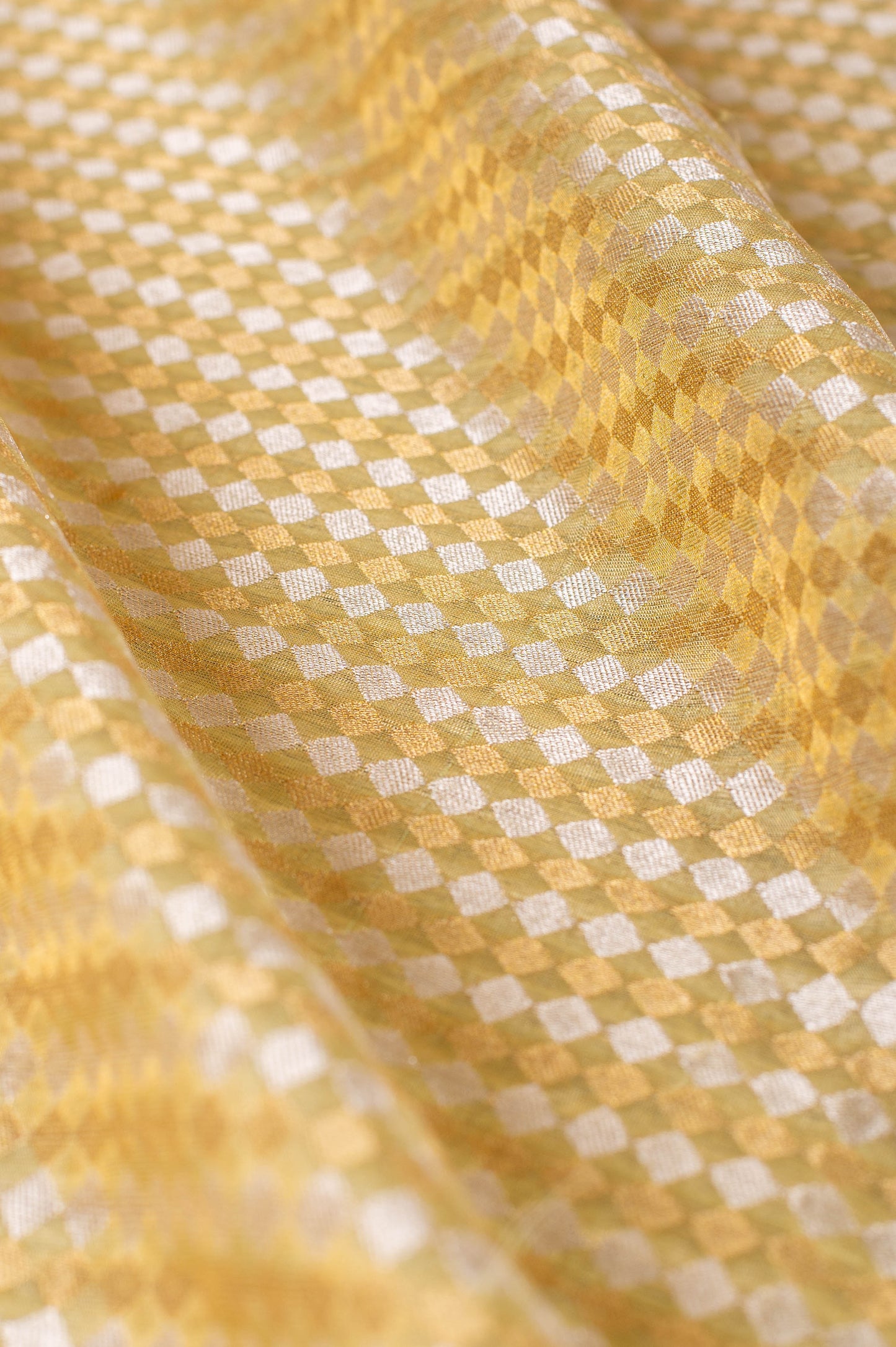 Handwoven Yellow Tissue Blouse Fabric