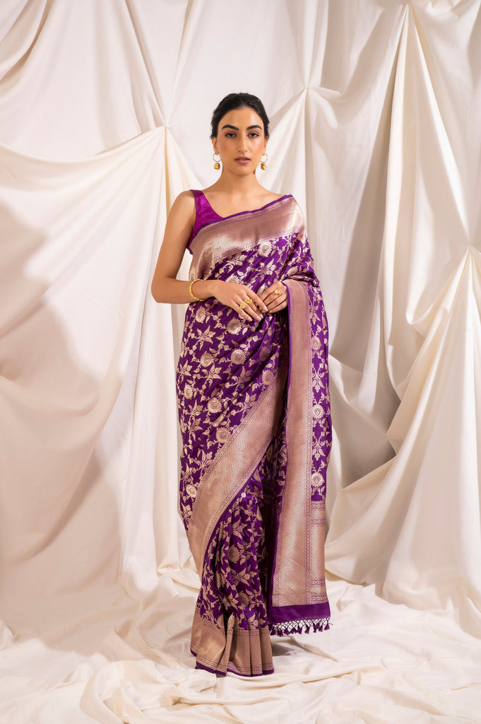 Handwoven Purple Silk Sari