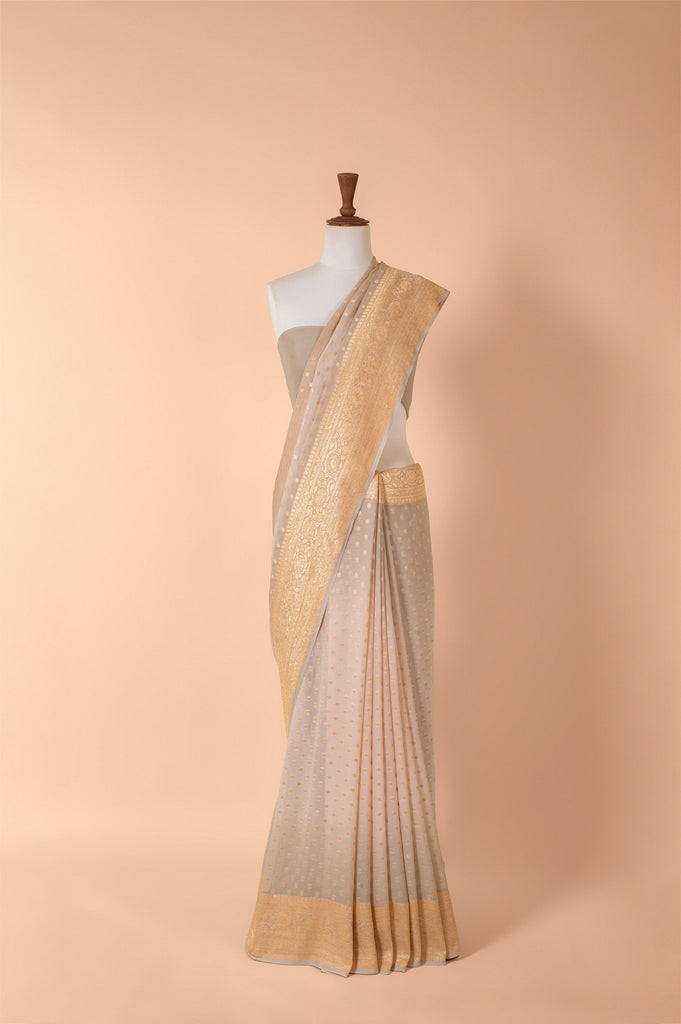 Handwoven Grey Georgette Sari