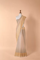 Handwoven Grey Georgette Sari