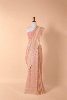Handwoven Pink Georgette Sari