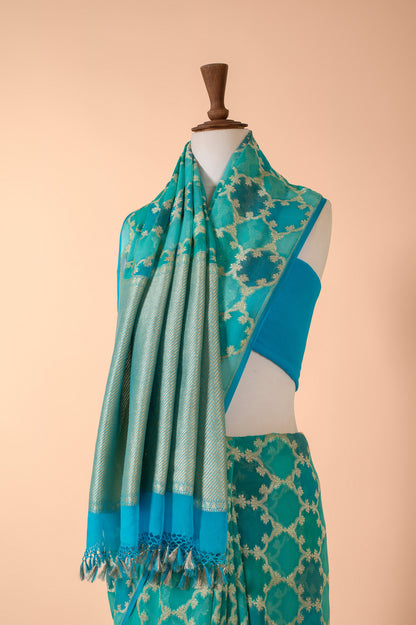 Handwoven Green Georgette Sari