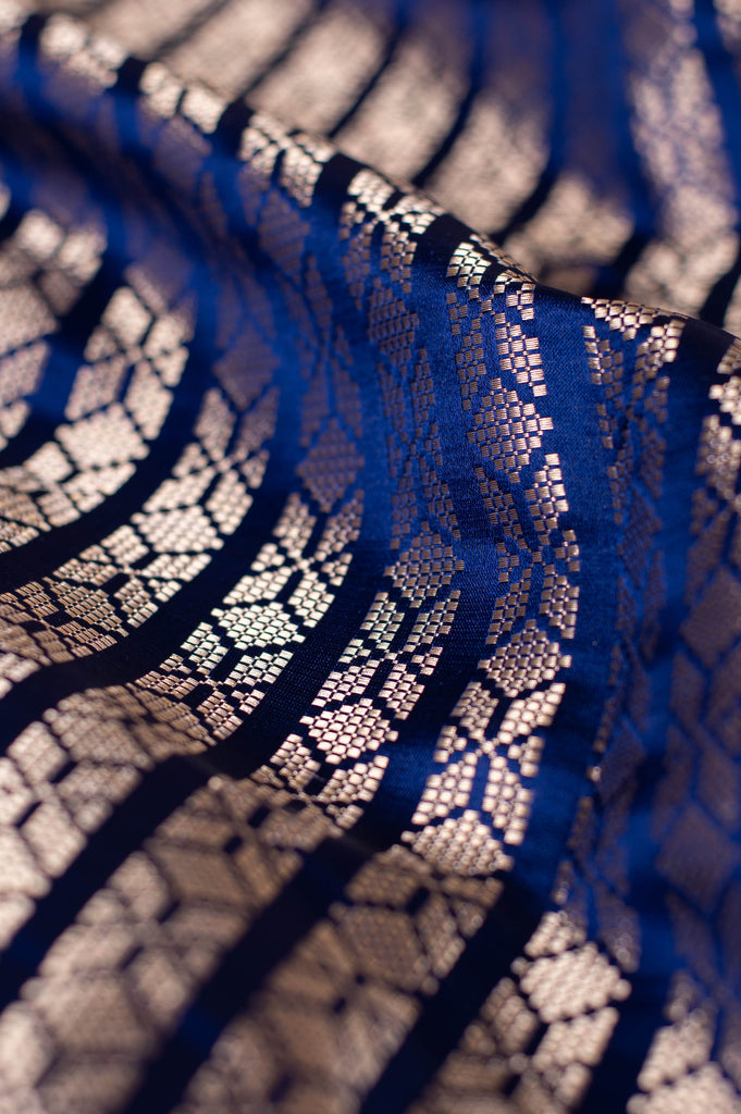 Handwoven Blue Silk Blouse Fabric