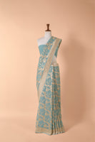 Handwoven Blue Georgette Sari