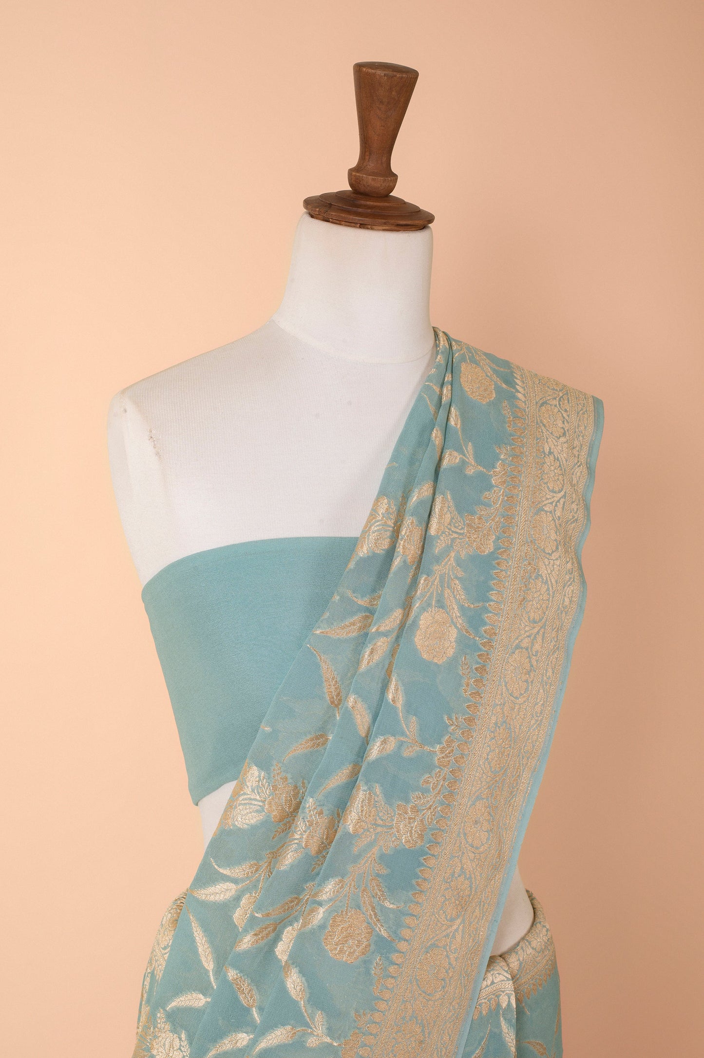 Handwoven Blue Georgette Sari