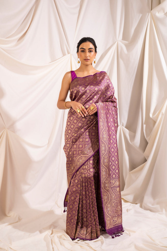 Handwoven Purple Silk Sari