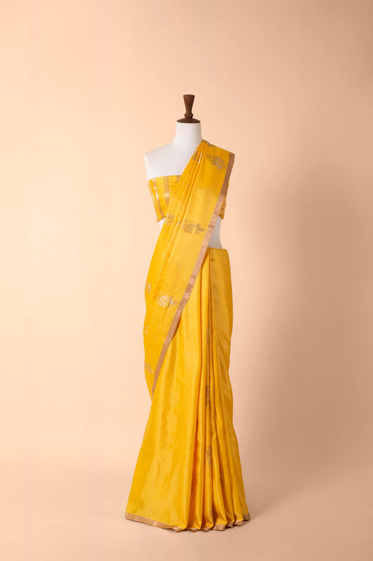 Handwoven Tuscany Yellow Silk Sari