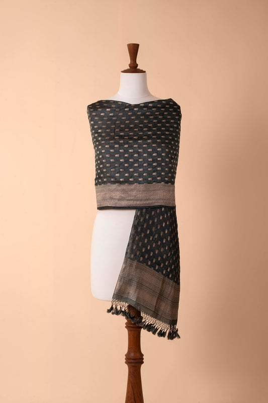 Handwoven Black Organza Dupatta