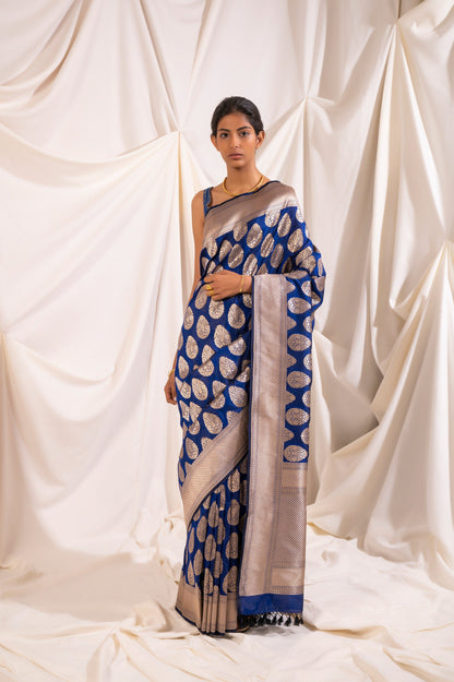 Handwoven Blue Silk Saree