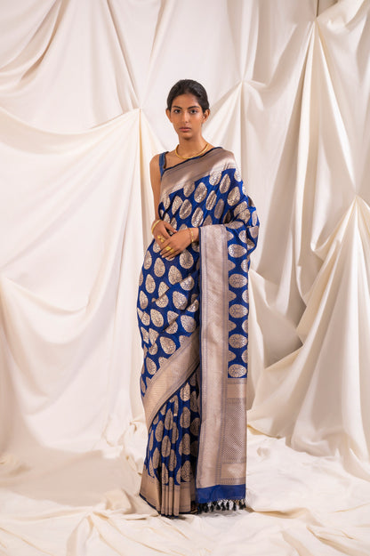 Handwoven Blue Silk Saree