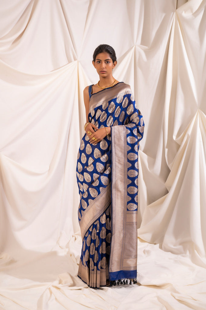 Handwoven Blue Silk Saree