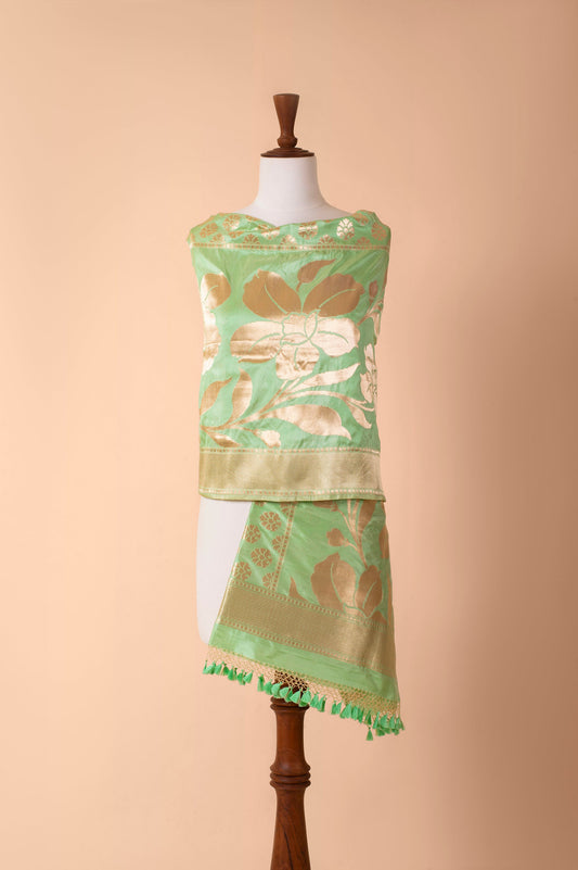 Handwoven Pastel Green Silk Dupatta