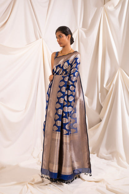 Handwoven Blue Silk Saree