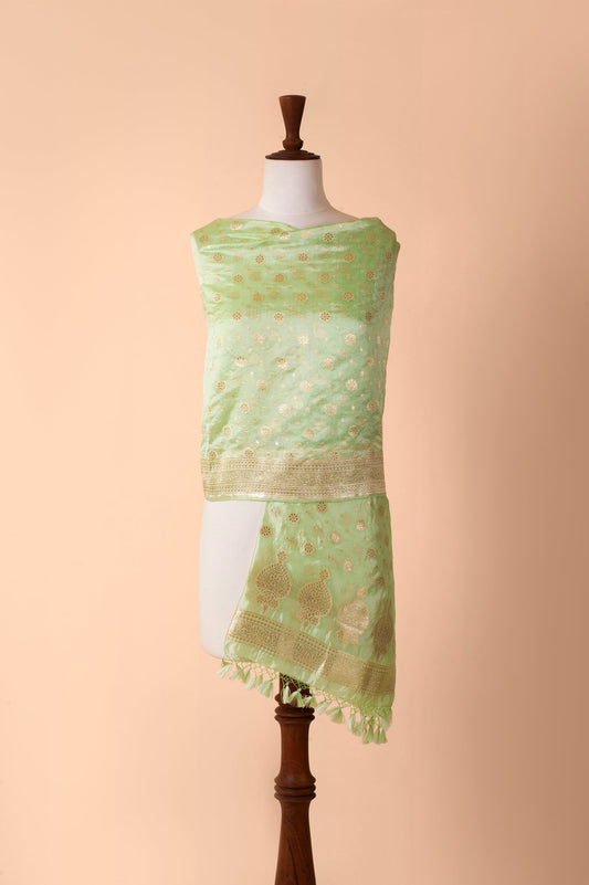 Handwoven Pastel Green Silk Dupatta