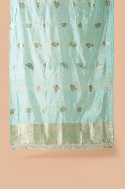 Handwoven Electric Blue Silk Dupatta