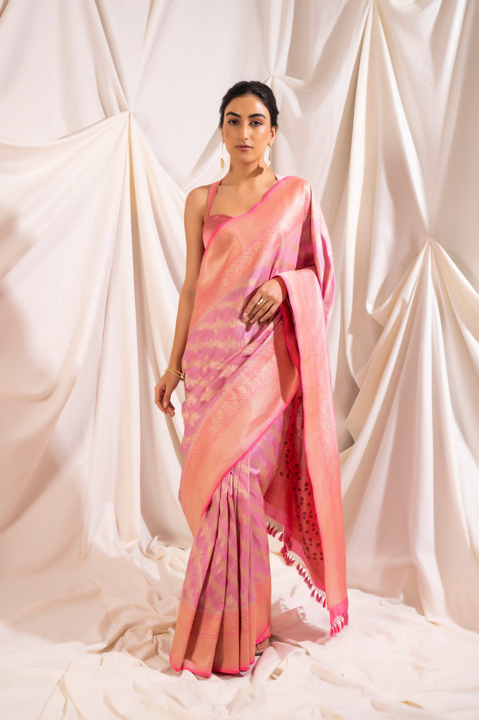 Handwoven Mauve Silk Sari