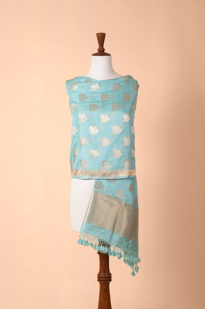 Handwoven Turquoise Silk Dupatta