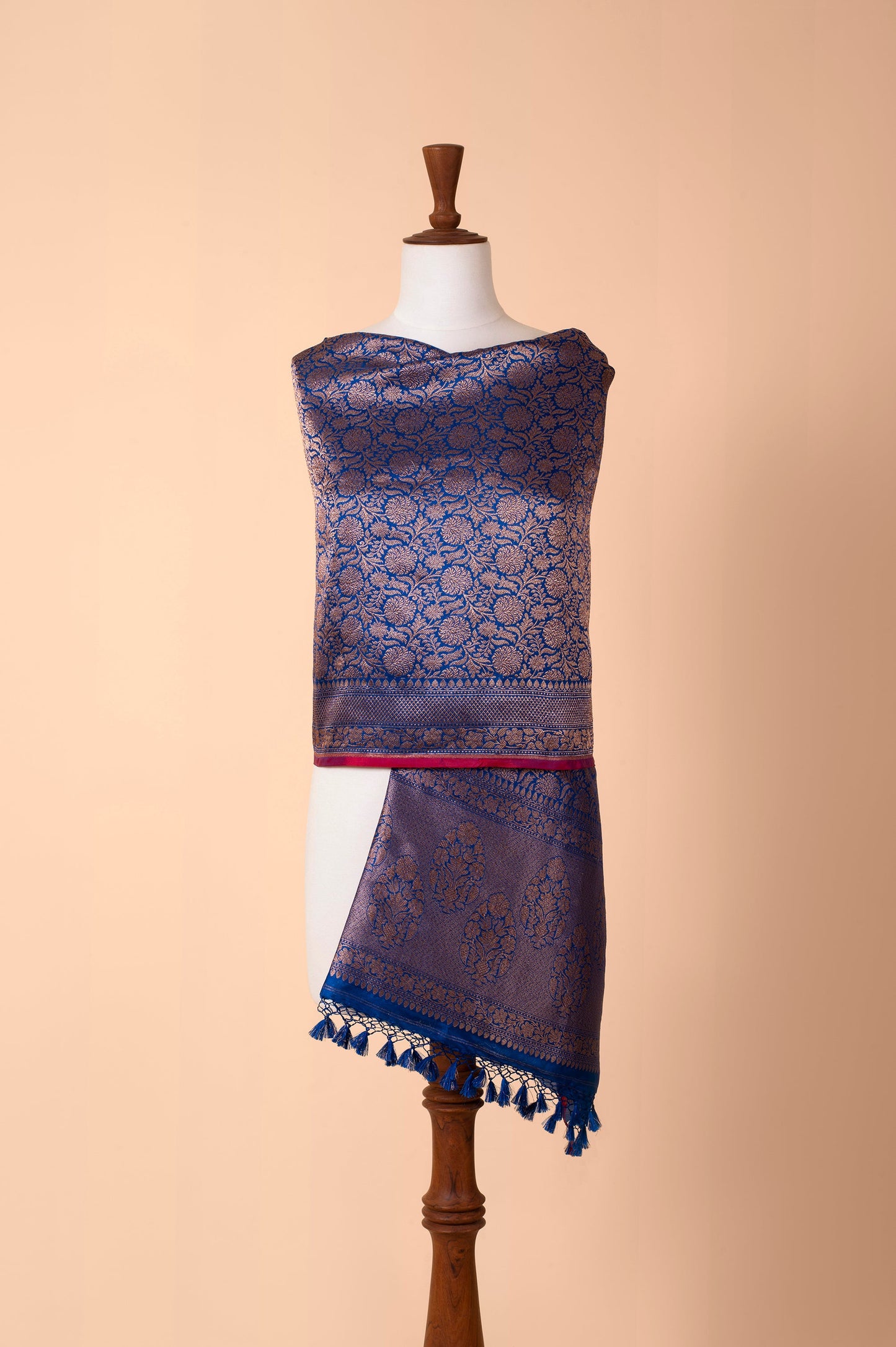 Handwoven Deep Blue Silk Dupatta