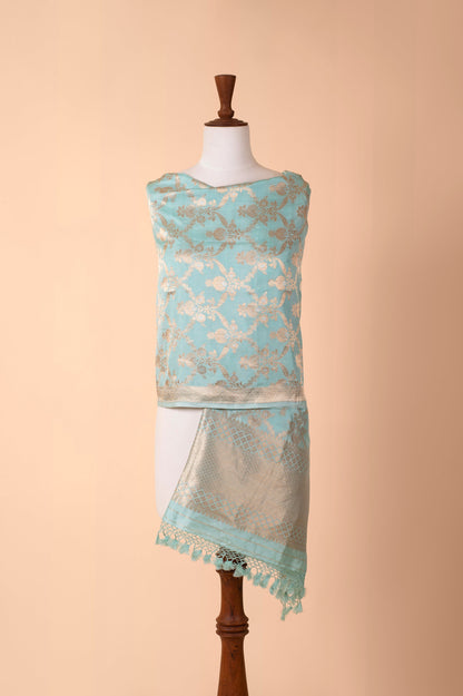 Handwoven Turquoise Silk Dupatta