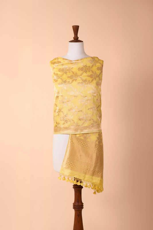 Handwoven Mellow Yellow Silk Dupatta