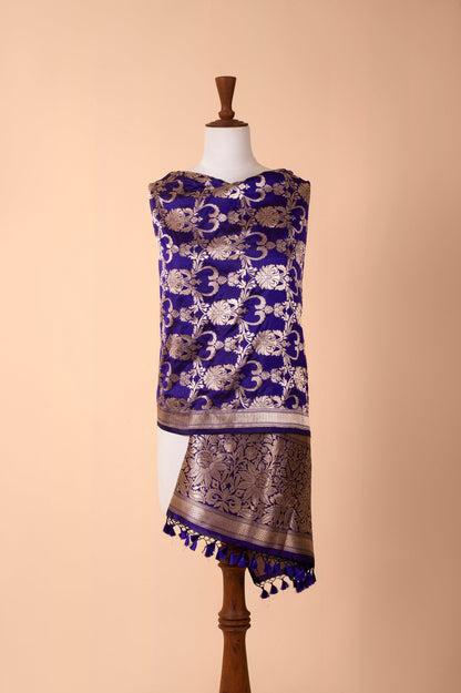 Handwoven Royal Blue Silk Dupatta