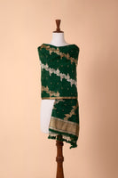 Handwoven Forest Green Silk Dupatta