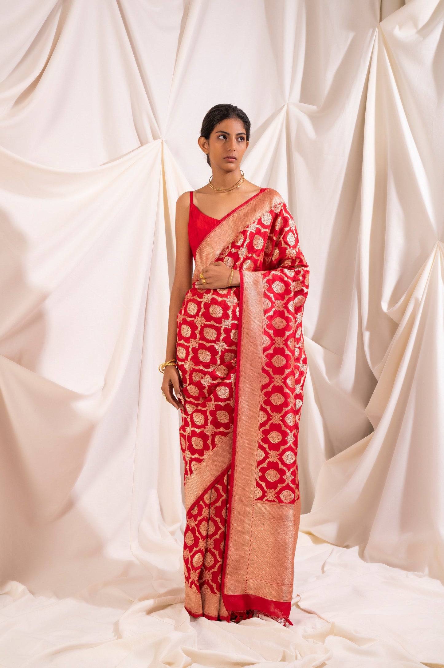 Handwoven Red Silk Sari